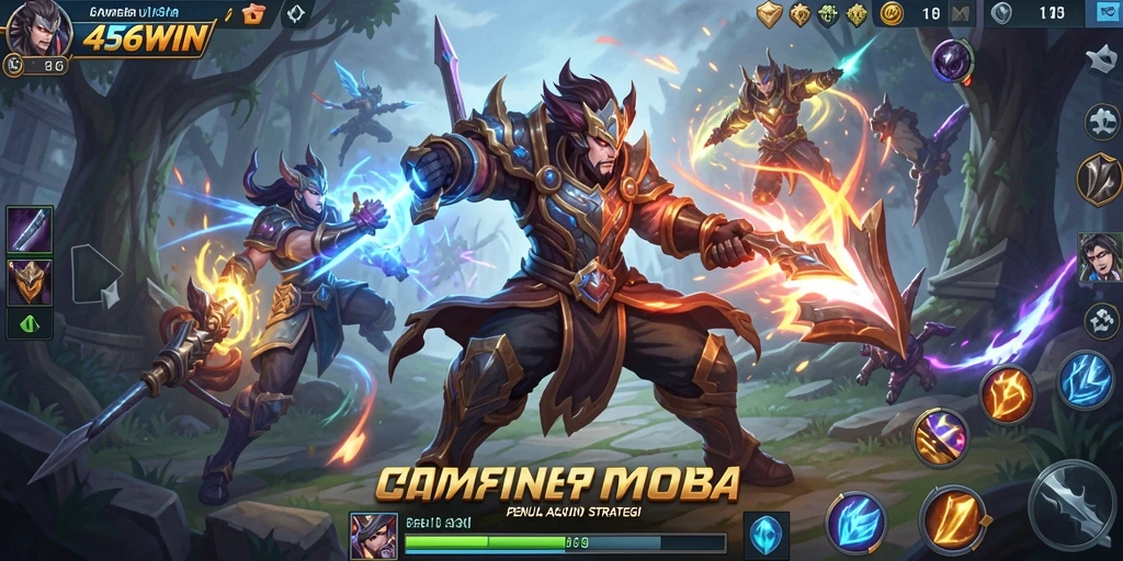 Screenshot gameplay 456WIN menampilkan aksi seru dalam pertarungan MOBA.