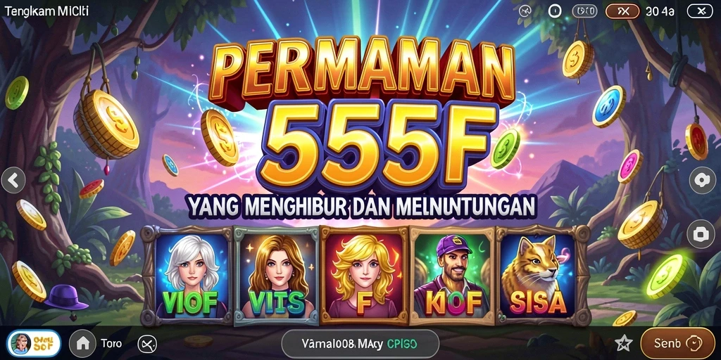Screenshot utama 555F menampilkan gameplay Slot yang seru.