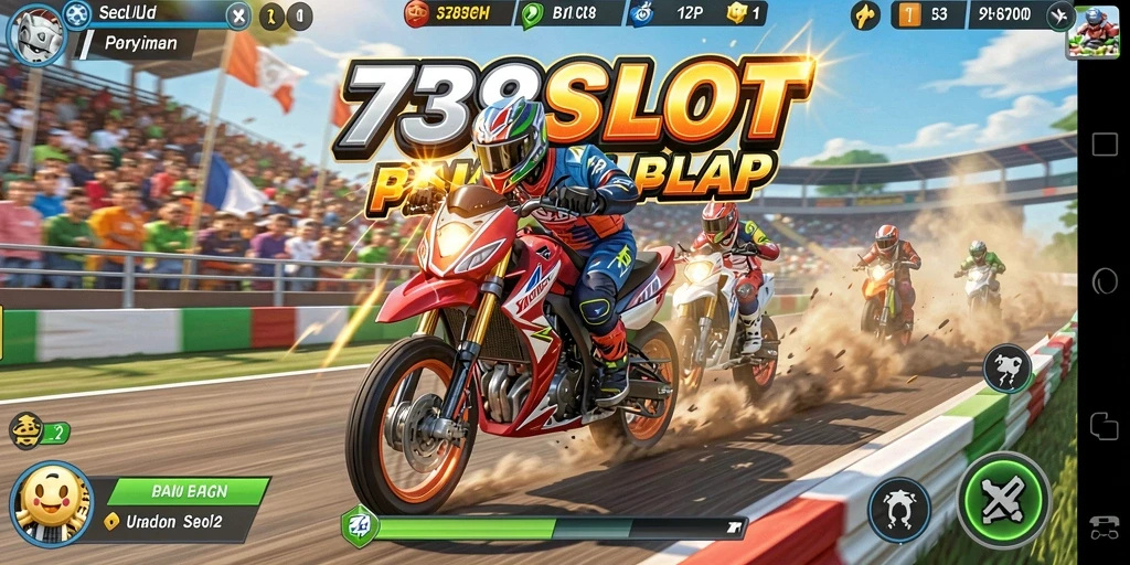 Tampilan utama gameplay balap 738SLOT yang mendebarkan.