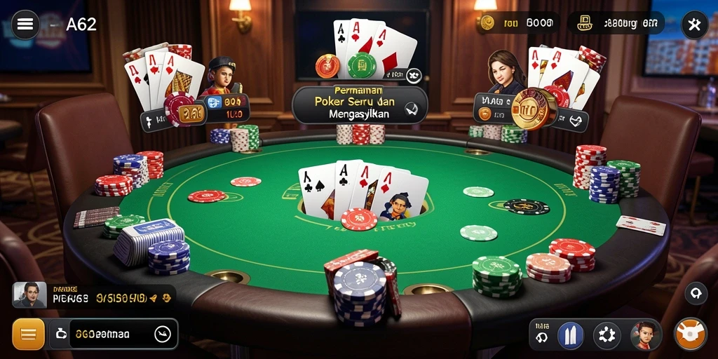 Screenshot gameplay bermain poker yang seru di AA62.