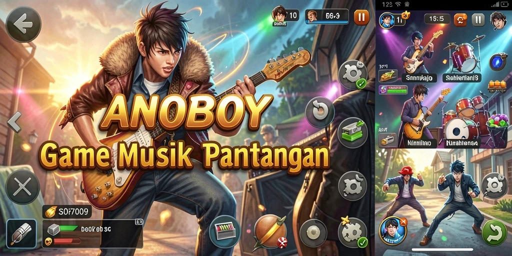 Tampilan gameplay ANOBOY yang menarik dan interaktif.