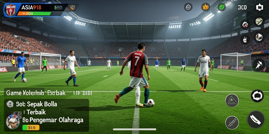 Screenshot ASIA918 menampilkan aksi seru di lapangan sepak bola.