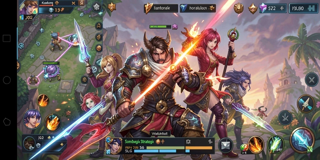 Tangkapan layar gameplay JJ62 menunjukkan pertempuran strategis yang intens.