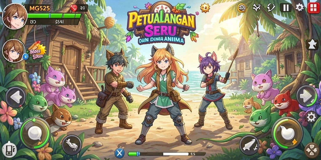 Screenshot gameplay MG525 dengan karakter anime yang menarik.