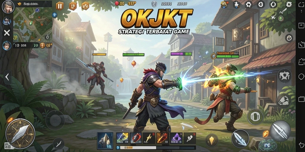 Tangkapan layar dari permainan OKJKT menampilkan pertempuran strategi yang intens.