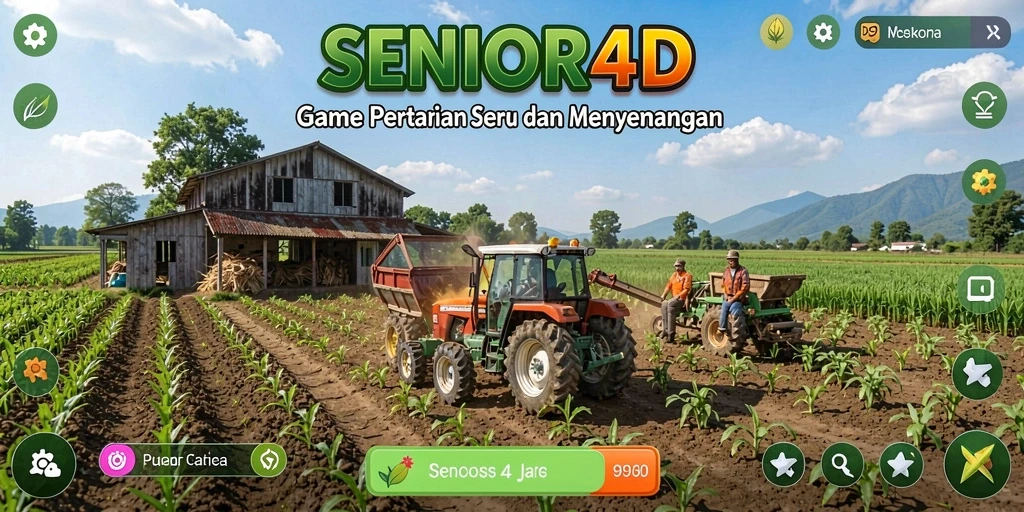 Tampilan gameplay SENIOR4D dengan aktivitas pertanian yang menyenangkan.