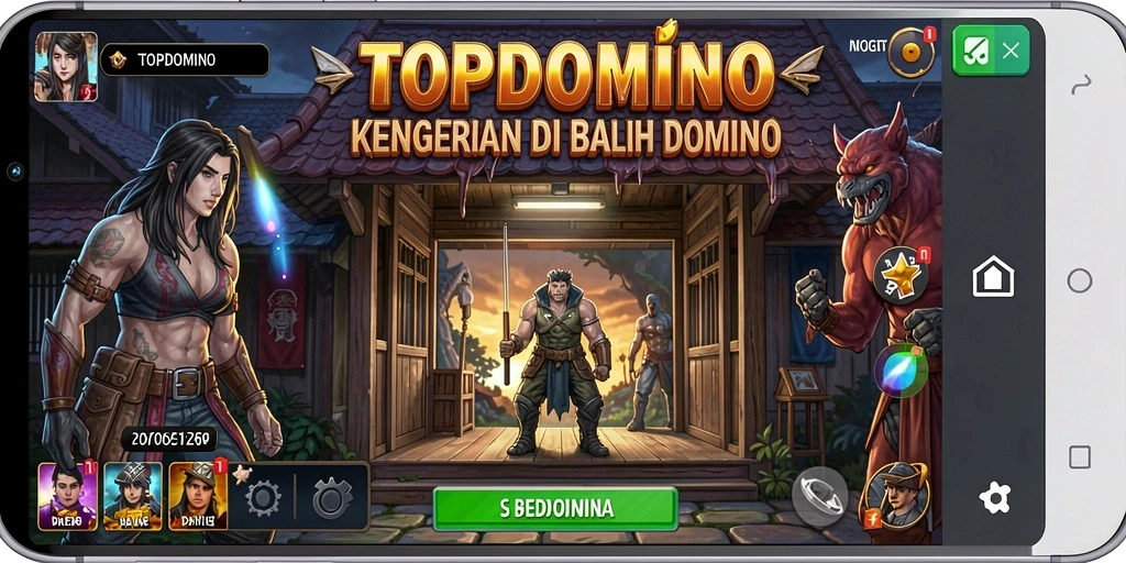 Screenshot gameplay menegangkan dari TOPDOMINO dengan suasana horror yang mencekam.
