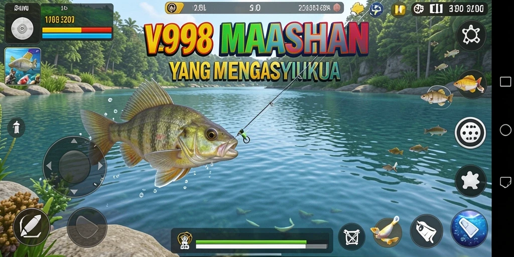 Tampilan gameplay memancing V98 yang menarik dan mengasyikkan.