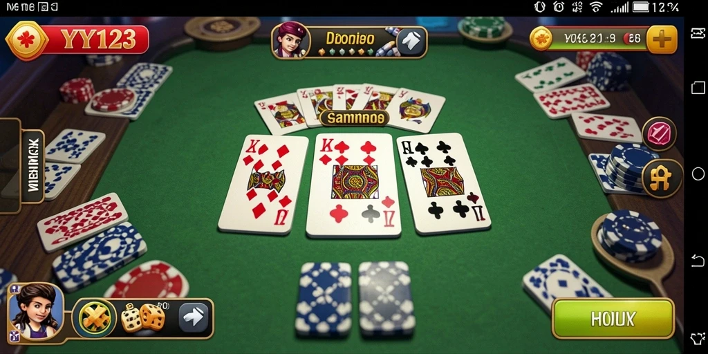 Screenshot YY123 menunjukkan momen seru gameplay Domino.